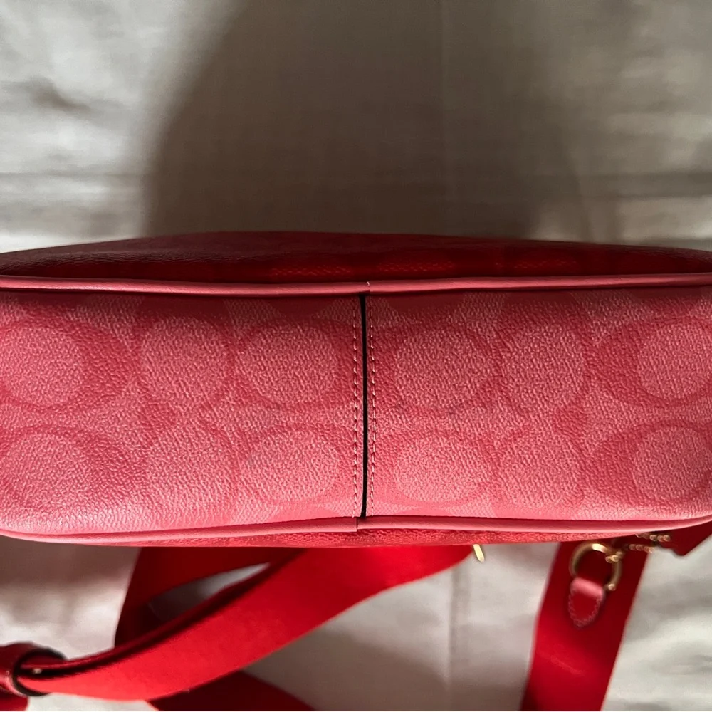 Rare Coach Large Jamie Camera Bag Blocked Signature Sport Miami Red Pink Orange - Picture 8 of 16